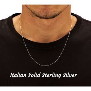 Sterling Silver Chain for Men, SOLID 925 ITALY Silver BOX Chain, 1mm Chain